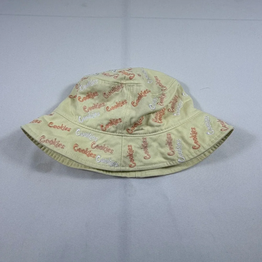 Cookies‎ SF Bucket Hat Pale Yellow All Over Embroidered Logo Streetwear S/M